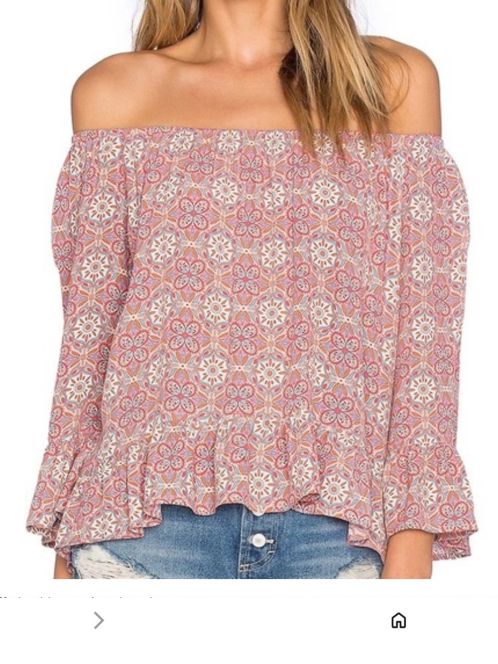Sanctuary Off-Shoulder Floral Peasant Top - Pink/Coral